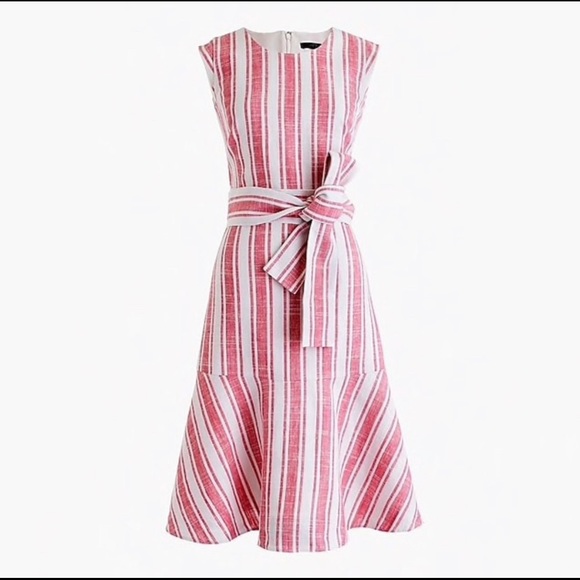 J. Crew Dresses & Skirts - J.Crew Belted Linen Striped Fit and Flare Dress